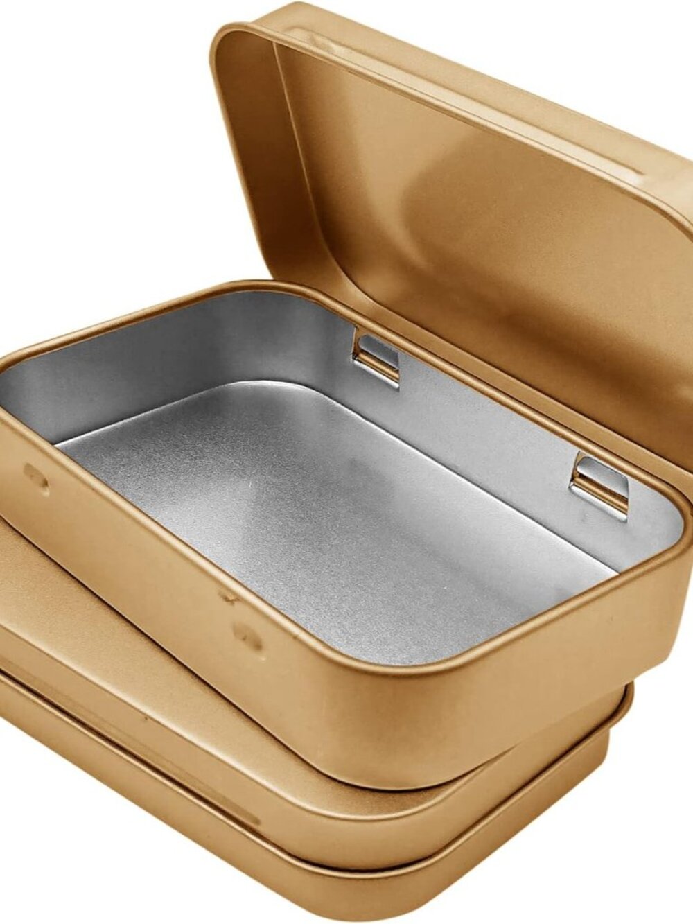 12 Pcs Small Hinged Tin Box Metal Tins Storage Containers, Gold
